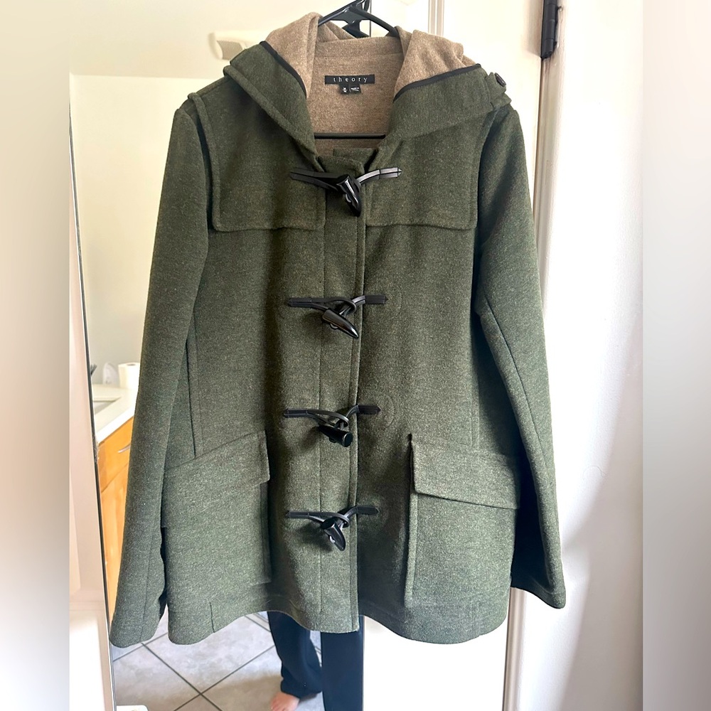 Green Toggle Coat by Theory